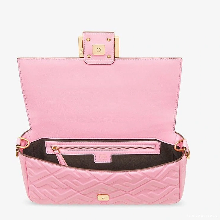 Vintage HOT Fendi Baguette In Bag Nappa Medium Leather Motif Pink FF 0730